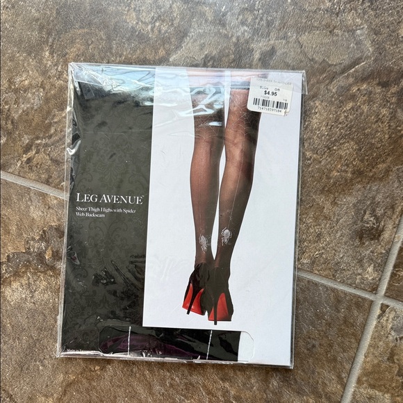 Leg Avenue Black and Red Spider Thigh Highs NEW - Picture 1 of 2